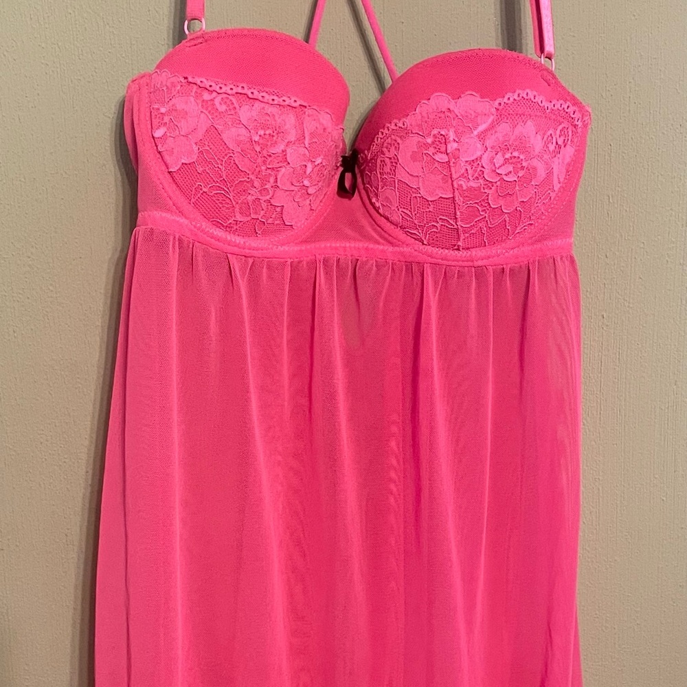 Pink Lace Babydoll Lingerie